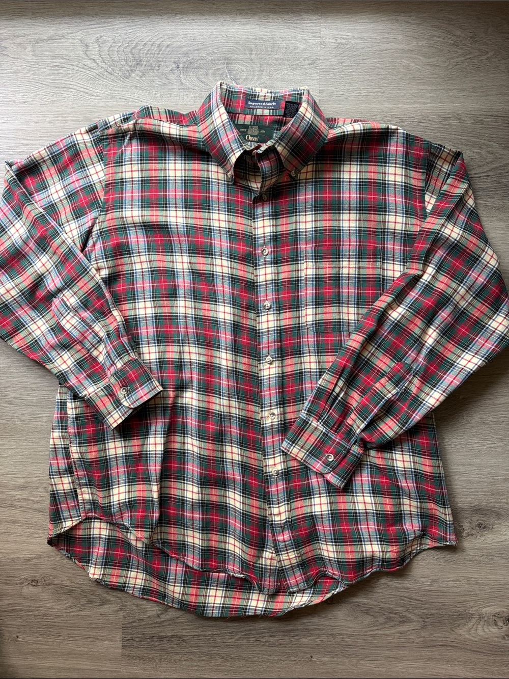 Orvis Vintage Plaid Button-Down Shirt in Red and Green - Men's Classic XL